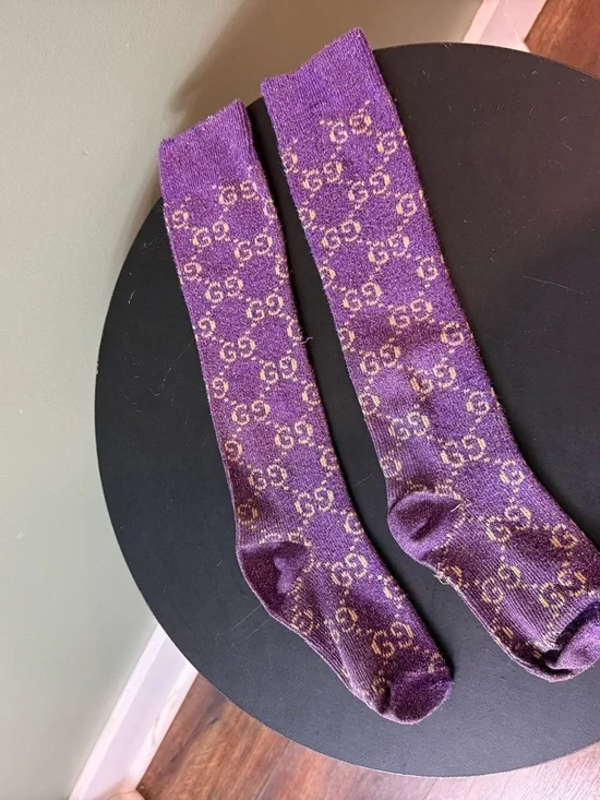 Gucci Purple GG Monogram Knee-High Socks - Picture 5 of 7
